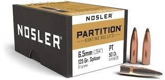 054041163200 NOSLER 6.5MM (.264") 125GR PARTITION SPITZER BULLETS 50CT