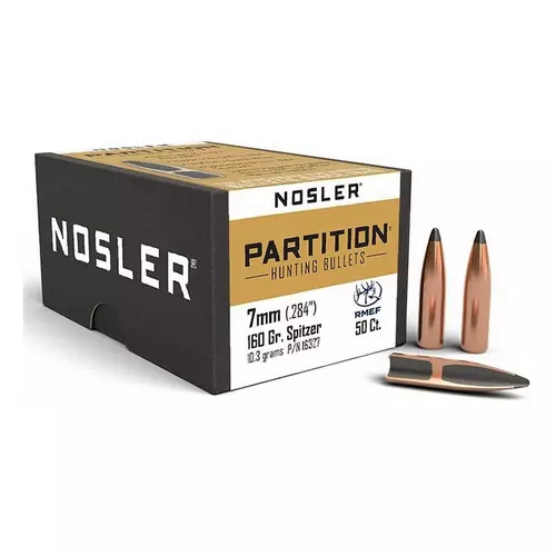 05404116327 NOSLER PARTITION 7MM (.284") 160GR SPITZER BULLETS 50CT