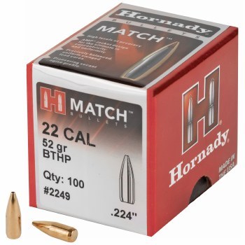 090255222494 HORNADY 22CAL (.224") 52GR BTHP BULLETS 100CT