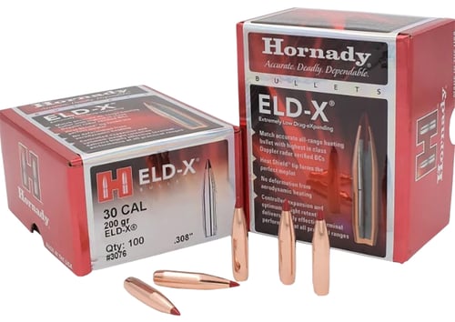 HORNADY 30CAL (.308") 200GR ELDX BULLETS 100CT