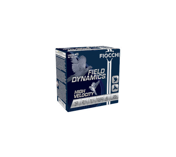 12HV4 FIOCCHI FIELD DYNAMICS 12GA 2.75" 1330FPS 1-1/4OZ #4 AMMO 25RDS