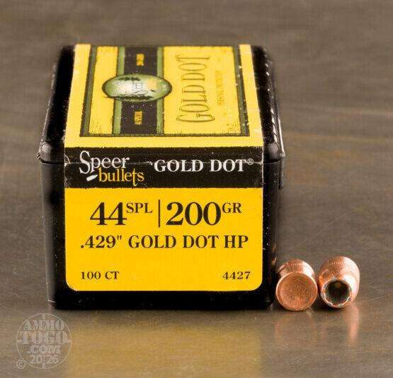 14419e086455c50f9f9965a74230ade1 SPEER 44SPL (.429") 200GR GOLD DOT HP BULLETS 100CT