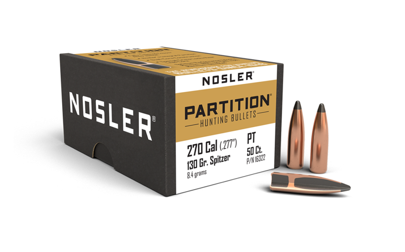 NOSLER 270CAL (.277") 130GR PARTITION BULLETS 50CT