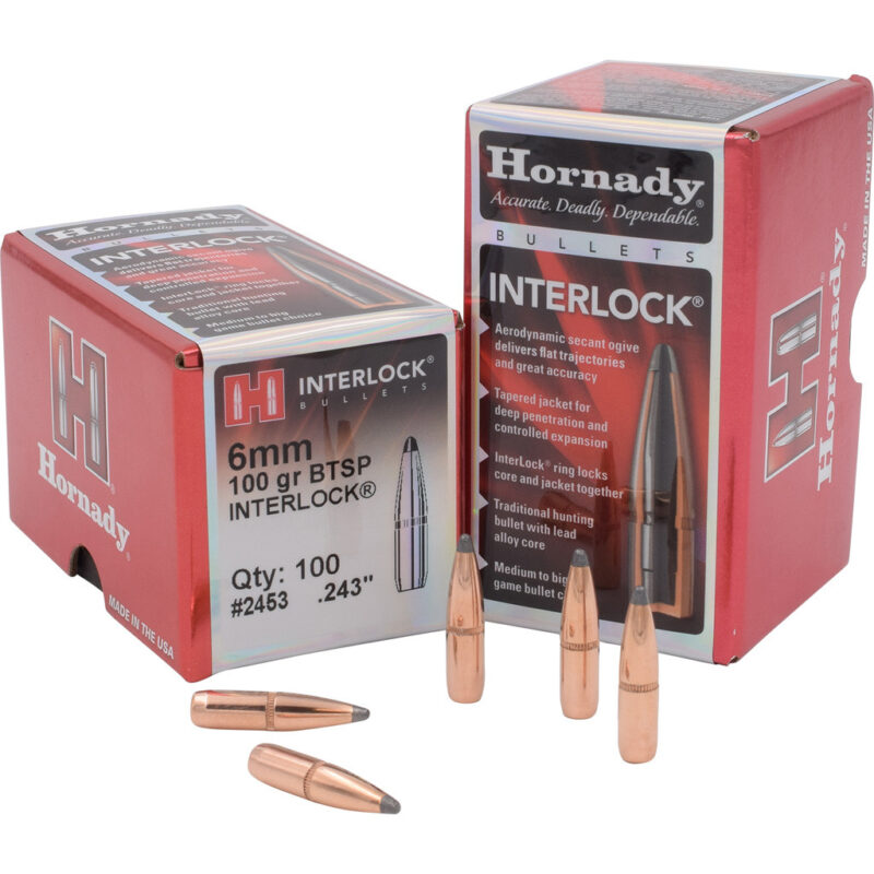 HORNADY 6MM (.243") 100 GR BTSP INTERLOCK BULLETS 100CT