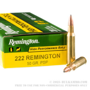 REMINGTON 222 50gr SP AMMO 20RDS
