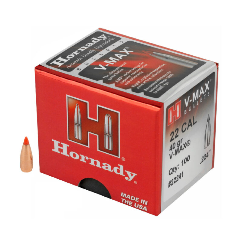 HORNADY 22 CAL (.224") 40 GR V-MAX BULLETS 100CT