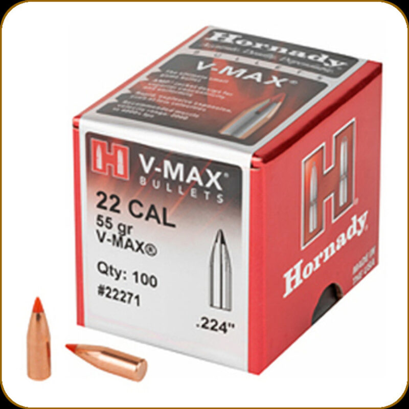 HORNADY 22CAL (.224") 55GR VAMX BULLETS 100CT
