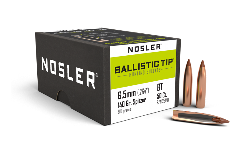 26140-bt-6_1__81092 NOSLER 6.5MM (.264") 140GR BALLISTIC TIP SPITZER BULLETS 50CT