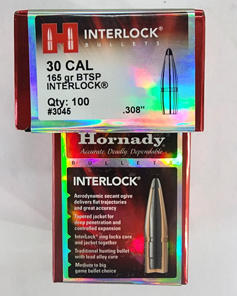 HORNADY 30CAL (.308") 165GR BTSP BULLETS 100CT