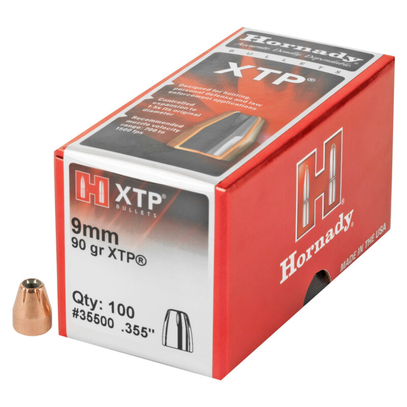 HORNADY 9MM (.355") 90gr XTP BULLETS 100CT