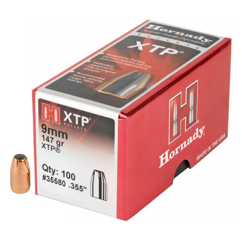 HORNADY 9MM (.355") 147GR XTP BULLETS 100CT
