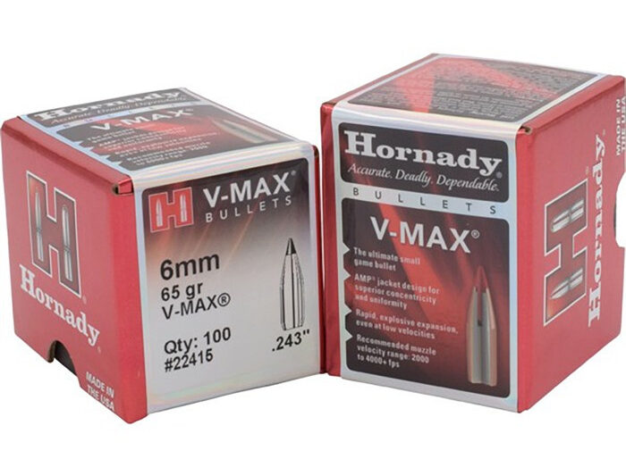 HORNADY 6MM (.243") 65GR V MAX BULLETS 100CT