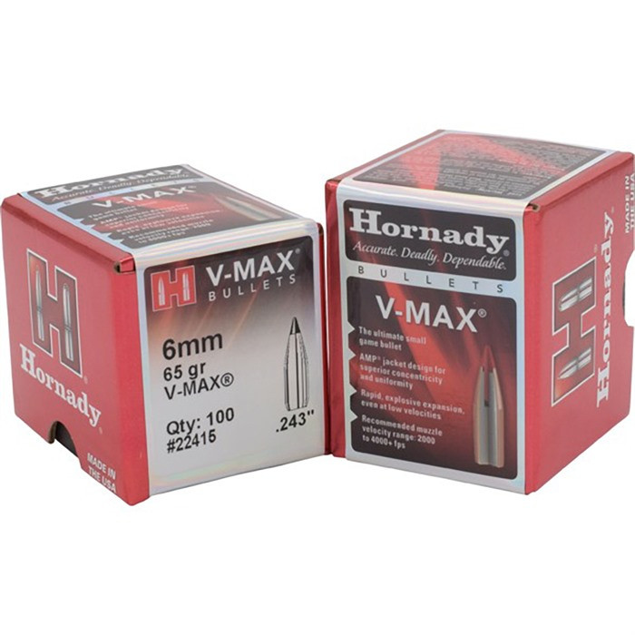 HORNADY 6MM (.243") 65GR V MAX BULLETS 100CT