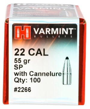 HORNADY 22CAL (.224") 55GR SP CANNELURE BULLETS 100CT