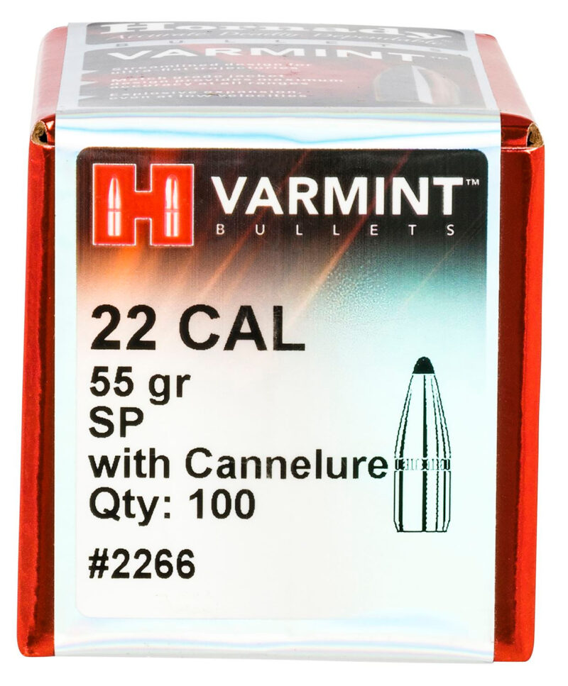 HORNADY 22CAL (.224") 55GR SP CANNELURE BULLETS 100CT