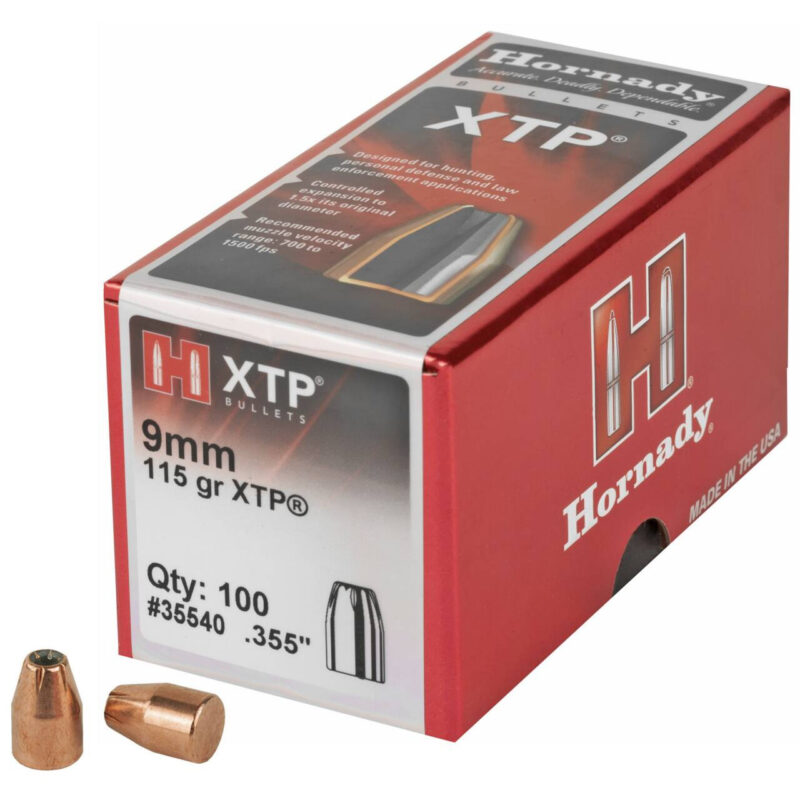 HORNADY 9MM (.355") 115GR XTP BULLETS 100CT