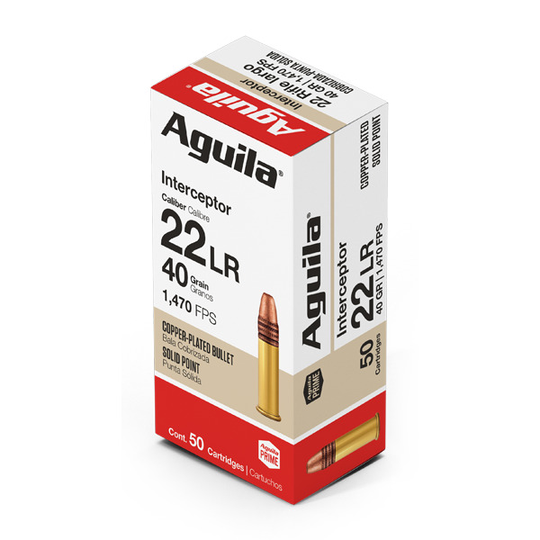 AGUILA INTERCEPTOR 22LR 40GR 1470FPS AMMO 50RDS