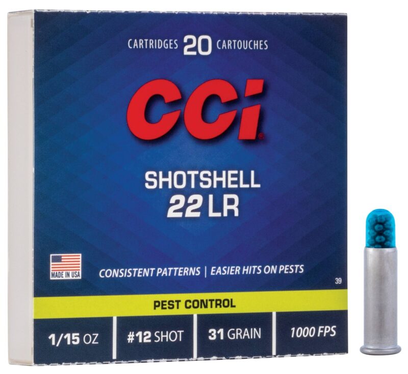 CCI SHOTSHELL 22LR 31GR #12 SHOT 1000FPS PEST CONTROL AMMO 20RDS