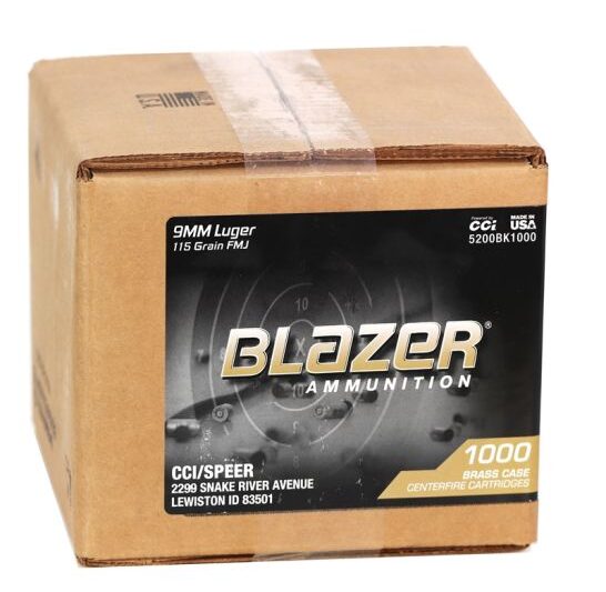 CCI BLAZER 9MM 115GR FMJ BRASS CASING AMMO 1000RDS