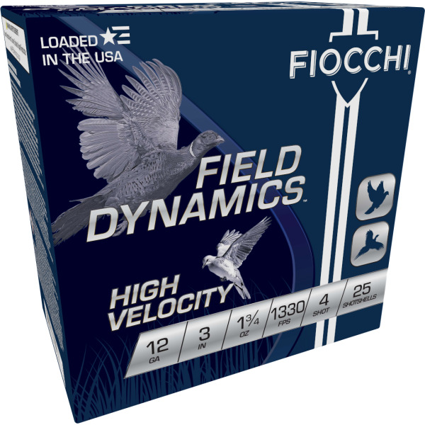 FIOCCHI FIELD DYNAMICS 12GA 3" 1330FPS 1.75OZ #4 AMMO 25RDS