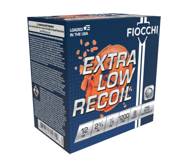 FC1278OZ8 FIOCCHI LOW RECOIL 12GA 2.75" 1200FPS 7/8OZ #8 AMMO 250RDS