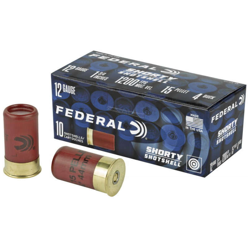 FEDERAL SHORTY 12GA 1.75" 1200FPS #4 BUCK AMMO 10RDS