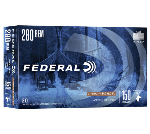 FEDERAL 280 REM 150GR SOFT POINT AMMO 20RDS FEDERAL POWER SHOK 280 REM 150GR SP AMMO 20RDS