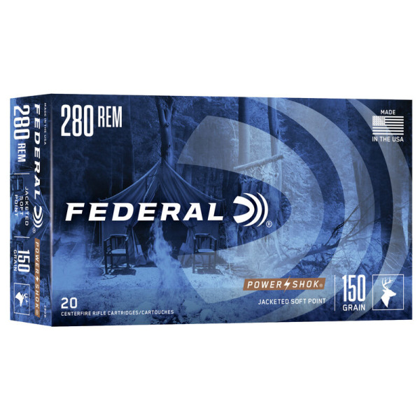 FEDERAL POWER SHOK 280 REM 150GR SP AMMO 20RDS