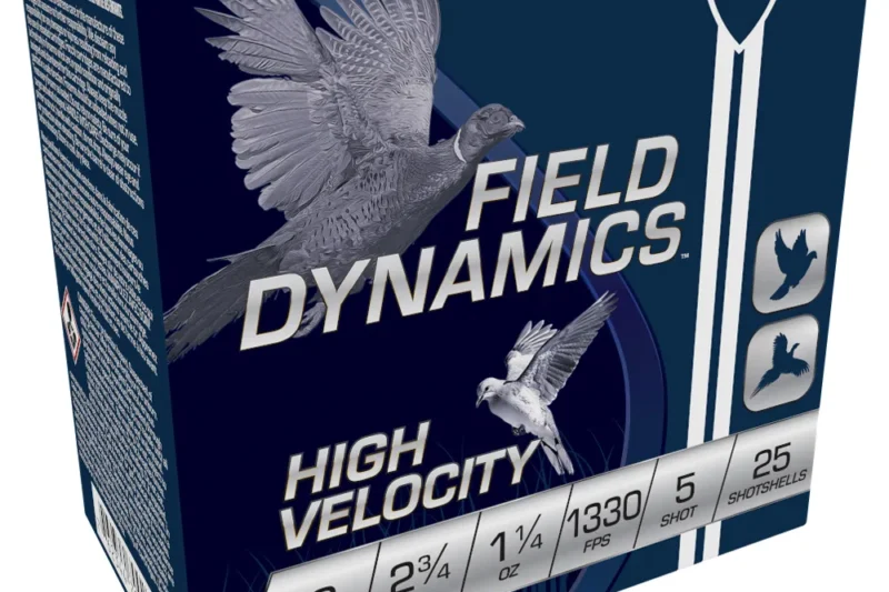 FIOCCHI 12GA 2.75 HI-VEL 1330FPS 1.25OZ #5 FIOCCHI FIELD DYNAMICS 12GA 2.75" 1330FPS 1-1/4OZ #5 AMMO 25RDS