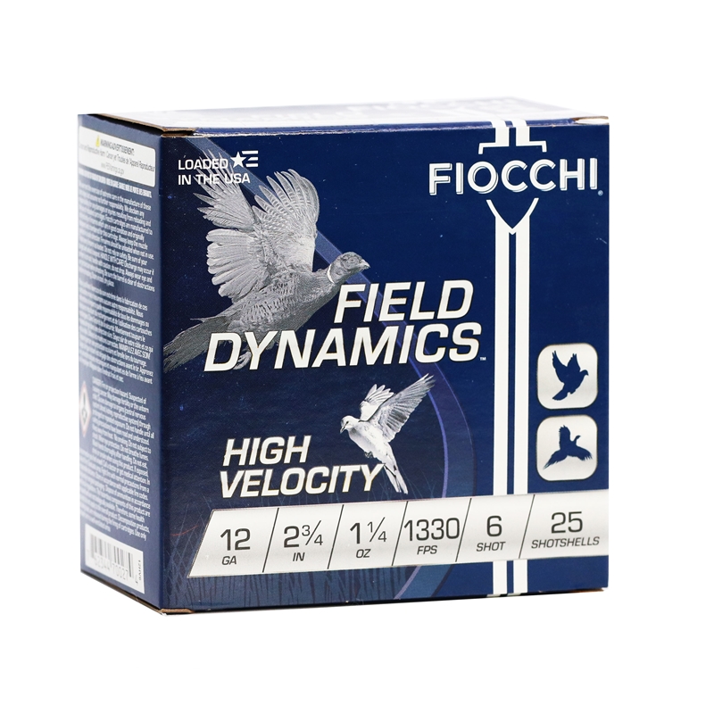 FIOCCHI FIELD DYNAMICS 12GA 2.75" 1330FPS 1-1/4OZ #6 AMMO 25RDS