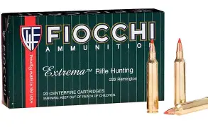FIOCCHI FIELD DYNAMICS 222 REM 50GR HORNADY V-MAX AMMO 20RDS