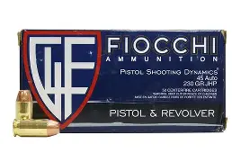 FIOCCHI DEFENSE DYNAMIC 45 ACP 230GR JHP AMMO 50CT
