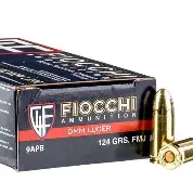 FIOCCHI RANGE DYNAMICS 9MM LUGER 124GR FMJ AMMO 50RDS