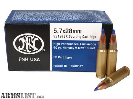 FN 5.7 x 28 40gr VMAX FN 5.7X28MM 40GR VMAX AMMO 50RDS