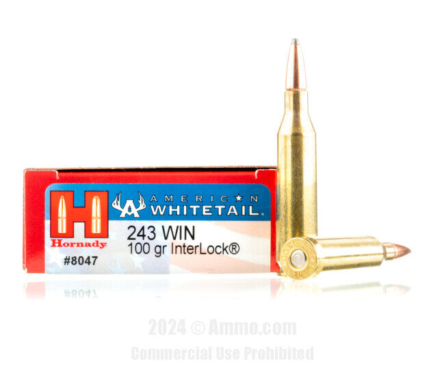 HORNADY 243 WIN 100GR BTSP AW AMMO 20CT HORNADY AMERICAN WHITETAIL 243 WIN 100GR BTSP AMMO 20RDS