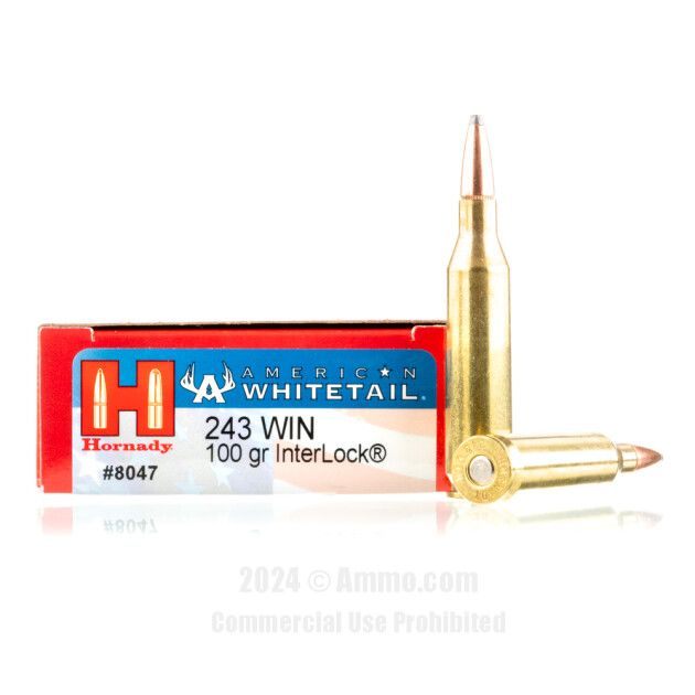 HORNADY AMERICAN WHITETAIL 243 WIN 100GR BTSP AMMO 20RDS
