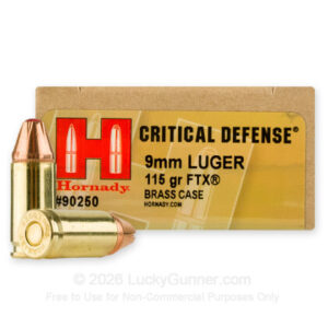 HORNADY CRITICAL DEFENSE 9MM 115GR FTX AMMO 25RDS