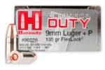 HORNADY CRITICAL DUTY 9MM 135GR FLB AMMO 25RDS