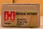 HORNADY CRITICAL DEFENSE 45ACP 185GR FTX AMMO 20RDS