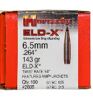 HORNADY 6.5MM (.264") 143GR ELD-X BULLETS 100CT