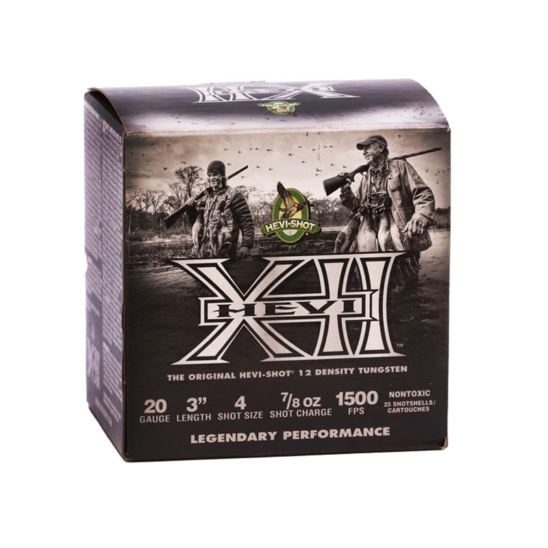 HEVI SHOT XII WATERFOWL 20GA 3" 1500FPS 7/8OZ #4 AMMO 25RDS