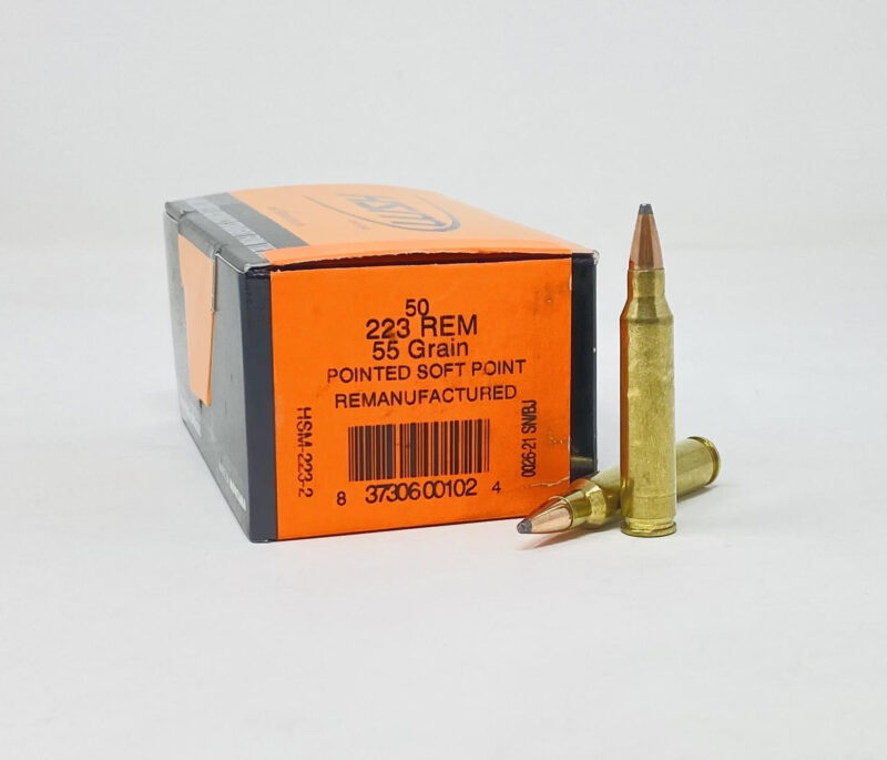HSM 223 REM 55GR FMJ AMMO 50RDS