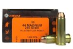 HSM 44MAG 240GR PLATED FLAT POINT AMMO 50RDS