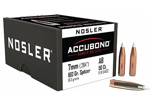 NOSLER 7MM (.284") 160GR SPITZR ACCUBOND BULLETS 50CT