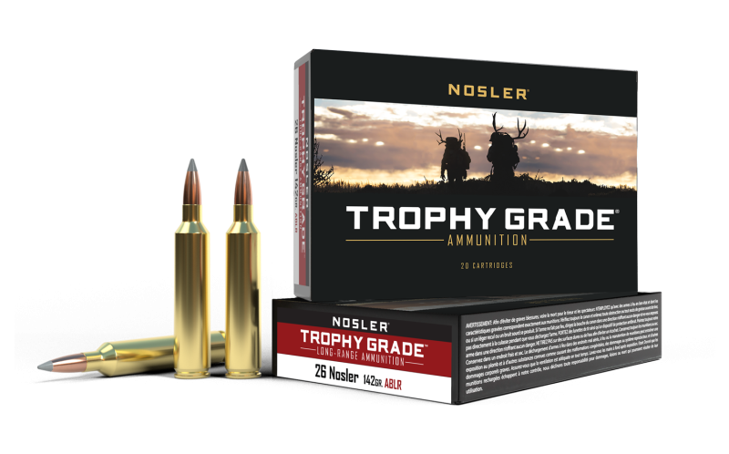 NOSLER 26 142GR ACCUBOND-LR AMMO 20CT NOSLER TROPHY GRADE 26 NOSLER 142GR ACCUBOND-LR AMMO 20RDS