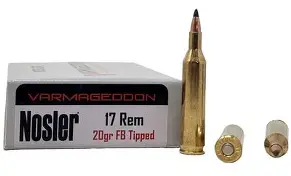 NOSLER VARMAGEDDON 17 REMINGTON 20GR FB TIPPED AMMO 20RDS