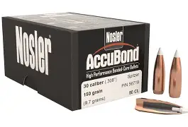 NOSLER 30CAL (.308") 150GR ACCUBOND BULLETS 50CT