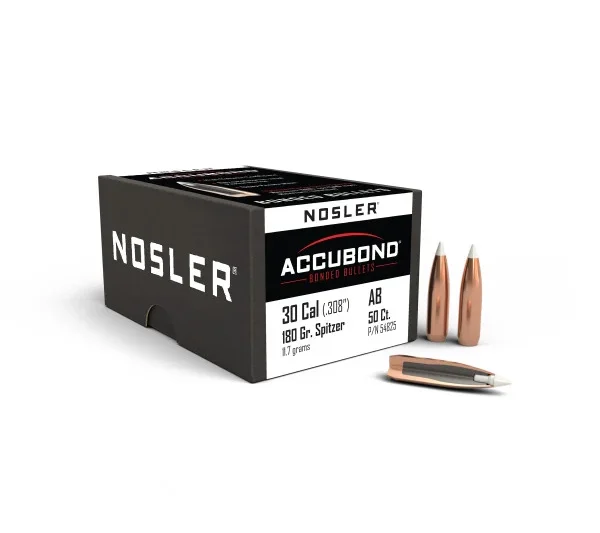 NOSLER 30CAL (.308") 180GR ACCUBOND BULLETS 50CT