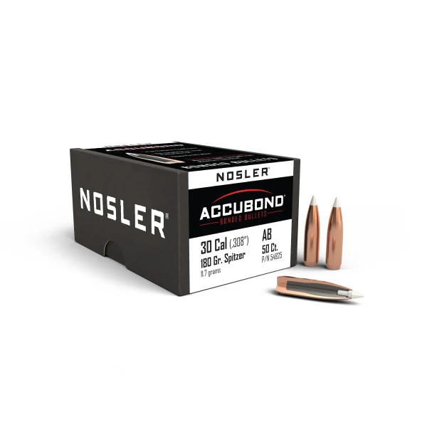 NOSLER 30CAL (.308") 180GR ACCUBOND BULLETS 50CT