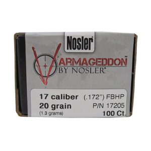 NOSLER 17 CAL (.172") 20GR FBHP BULLETS 100CT